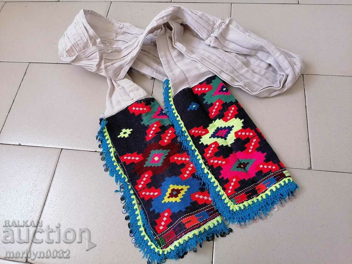 White cloth belt with Bulgarian embroidery patterned cloth - 6