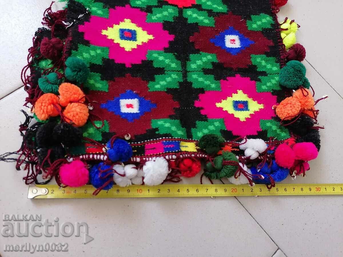 Auction  White cloth belt with Bulgarian embroidery patterned cloth