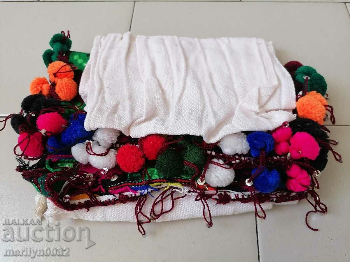 Delivery of White cloth belt with Bulgarian embroidery patterned cloth