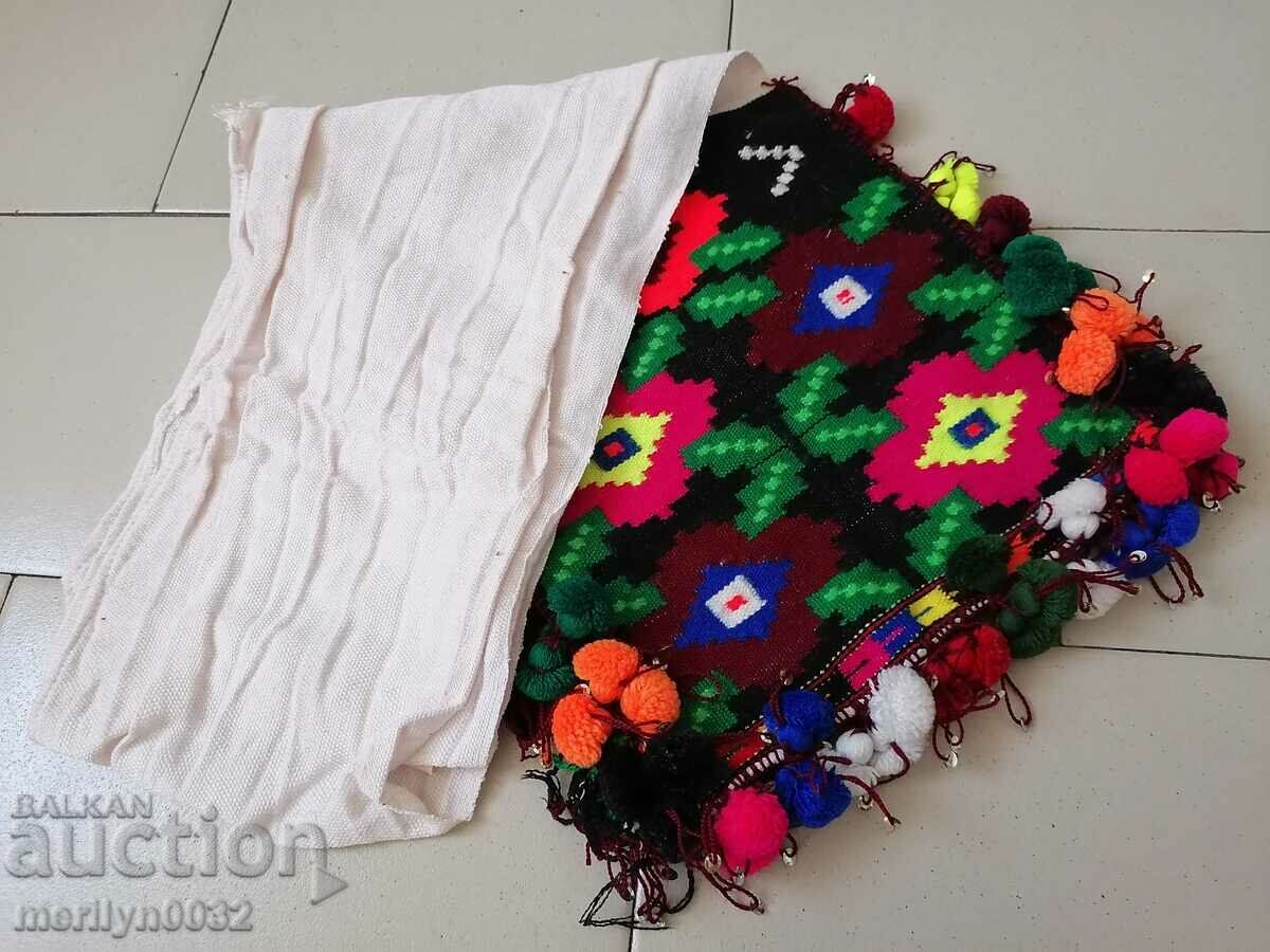 White cloth belt with Bulgarian embroidery patterned cloth - 5