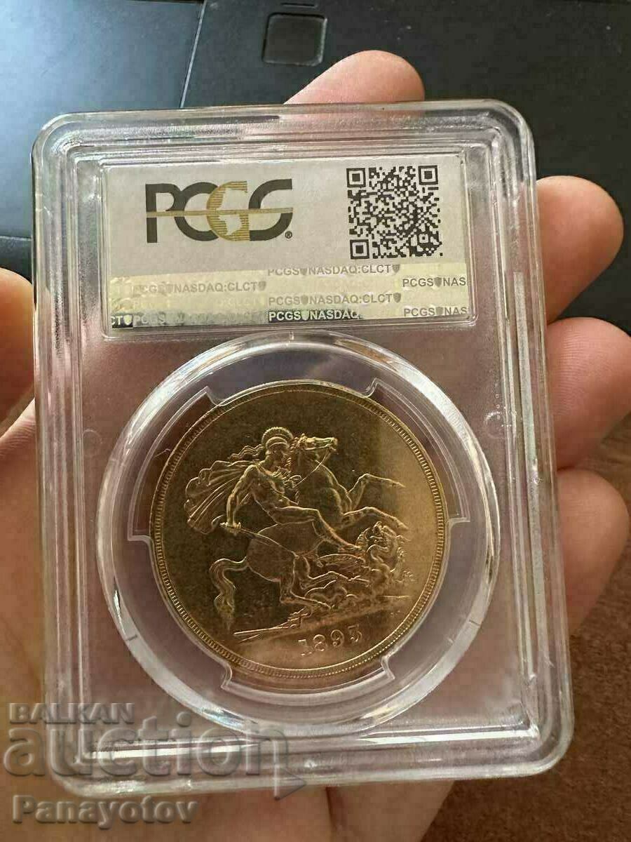 Licitație Victoria 5 lire sterline suverane aur 1893 ANGLIA PCGSau 58