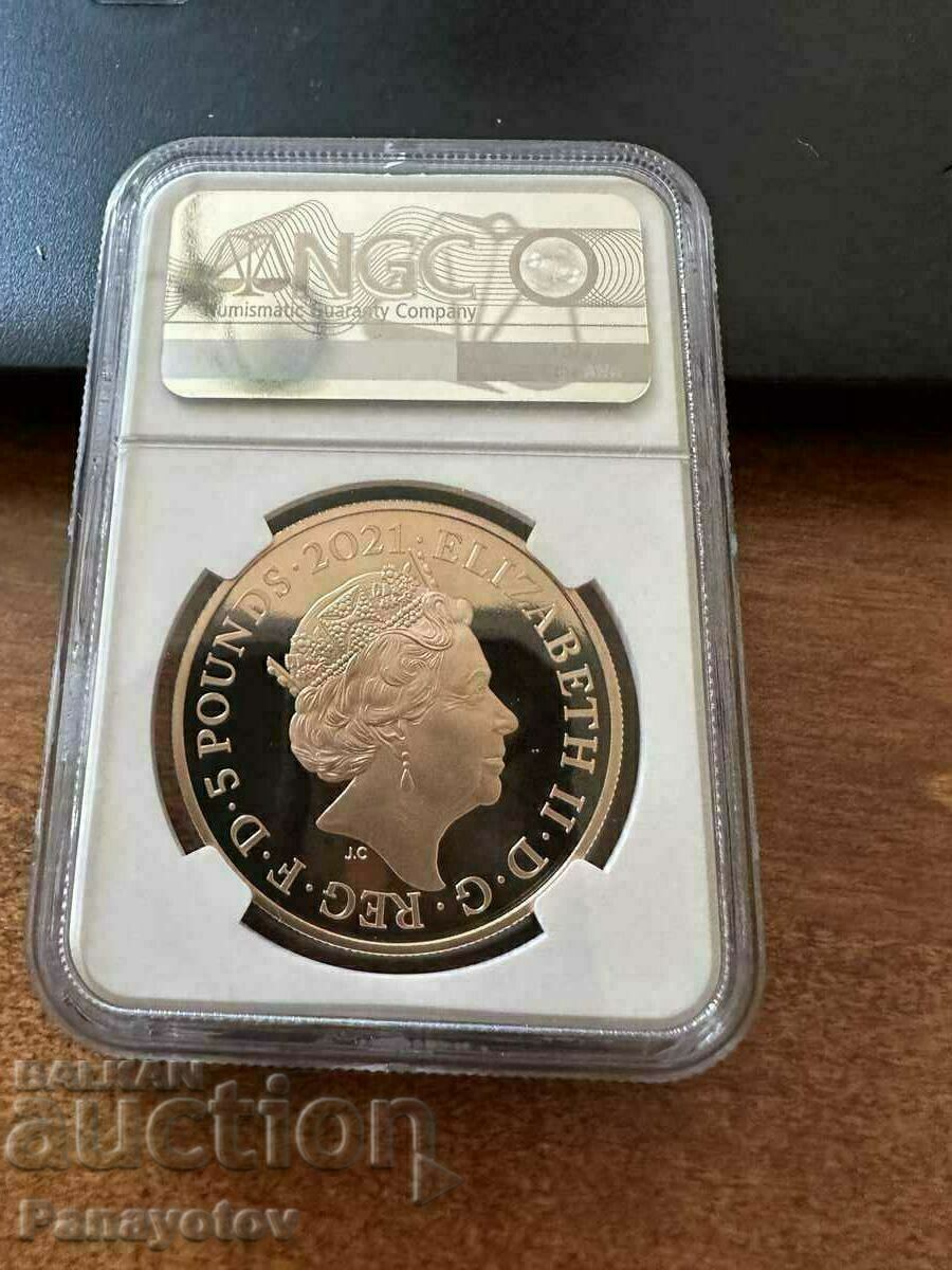5 POUNDS 2021 PRINCE PHILIP GOLD ENGLAND NGC PCGS PF 70 YUB - 6