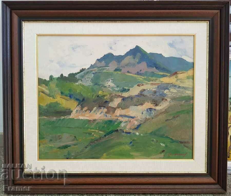 Atanas Mihov 1879 - 1975 mountain landscape Across the Balkans oil