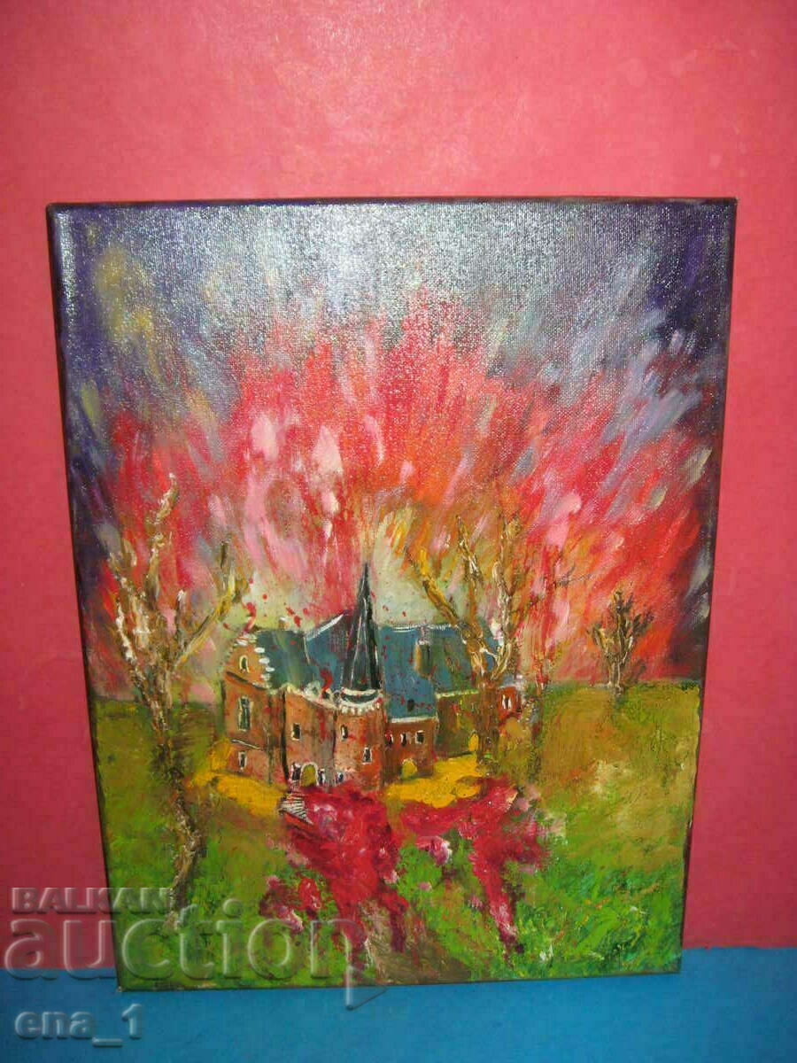 Licitație Interesantă pictură abstractă vest-europeană 30x40cm. Licitație Interesantă pictură abstractă vest-europeană 30x40cm.