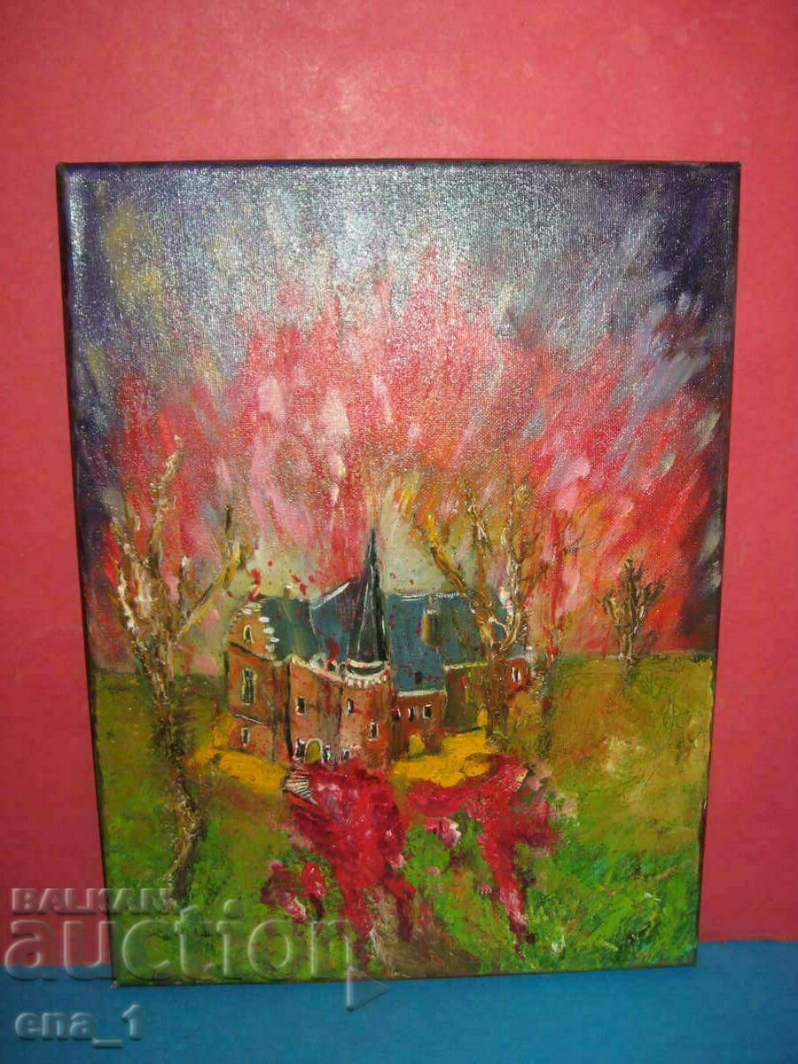 Ενδιαφέρουσα δυτικοευρωπαϊκή αφηρημένη ζωγραφική 30x40cm. Ενδιαφέρουσα δυτικοευρωπαϊκή αφηρημένη ζωγραφική 30x40cm.