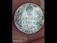 1/4 Rupee 1910 India Silver