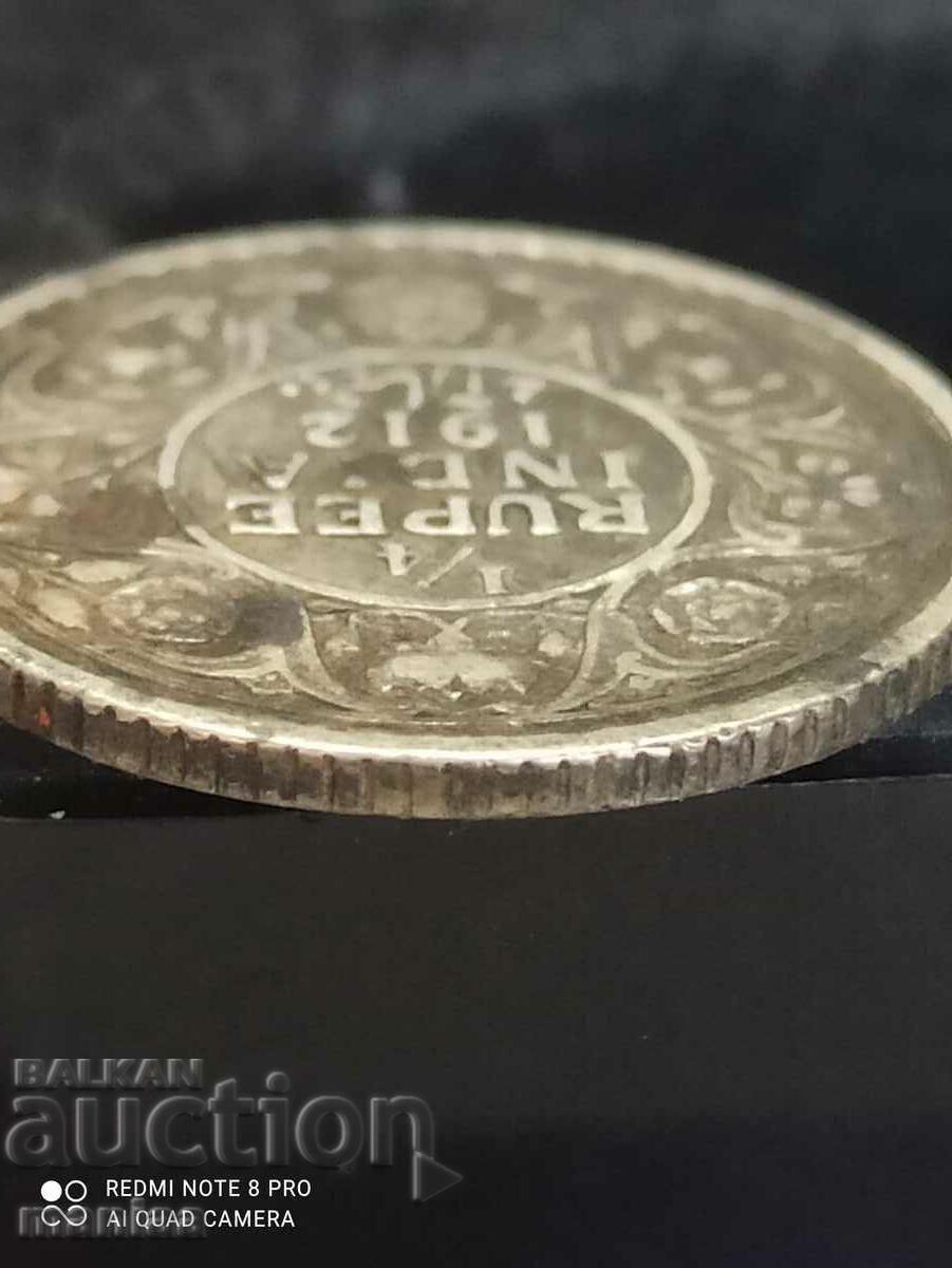 Auction 1/4 Rupee 1912 India Silver Auction 1/4 Rupee 1912 India Silver