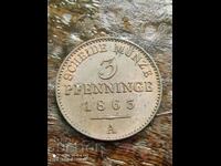 3 Pfennig 1863 Calitate colector