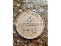 3 Pfennig 1863 Calitate colector