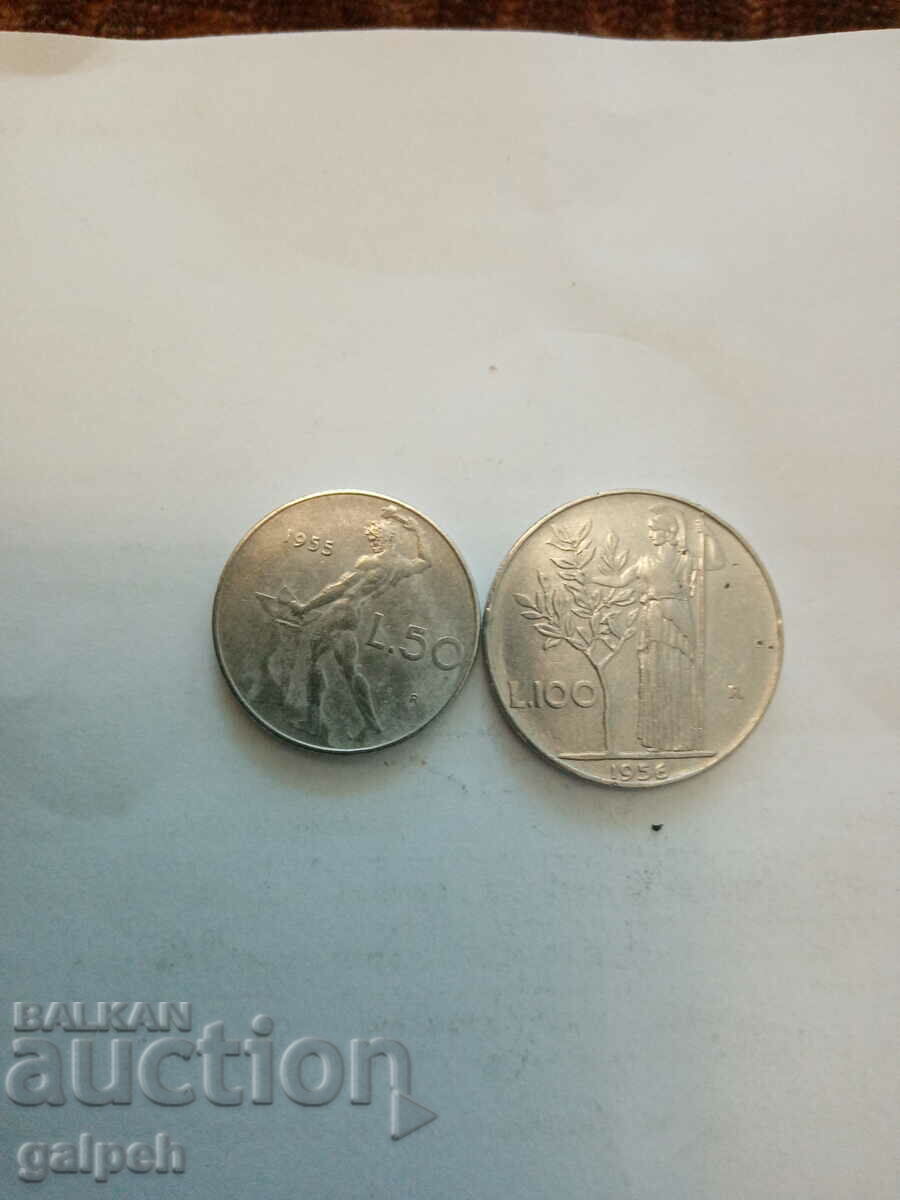 ITALY LOT OF COINS 1955, 6, 7, 8 years - 4 pcs. - BGN 2.5 with price 2.50 BGN | € 1.28 ITALY LOT OF COINS 1955, 6, 7, 8 years - 4 pcs. - BGN 2.5 with price 2.50 BGN | € 1.28