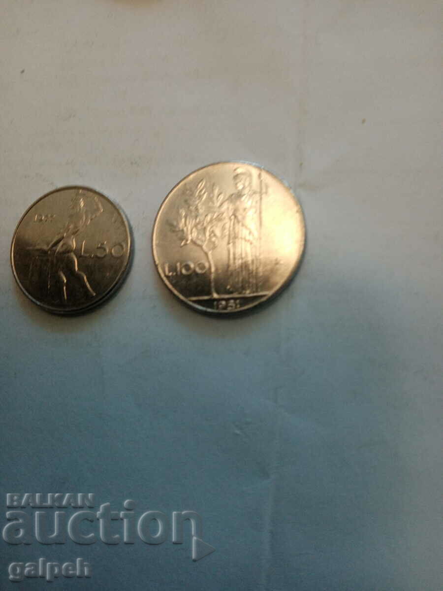 ITALY LOT OF COINS 1977,8,9,82 - 4 pcs. - BGN 2.2 with price 2.20 BGN | € 1.12