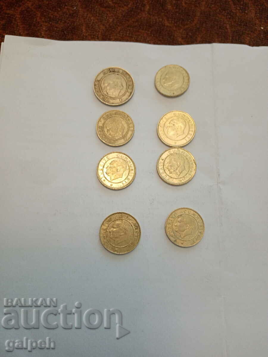 TURKEY LOT OF COINS 2009, 10, 11, 14, 15, 18, 19 - 8 pcs. - BGN 1.6 - 6 TURKEY LOT OF COINS 2009, 10, 11, 14, 15, 18, 19 - 8 pcs. - BGN 1.6 - 6