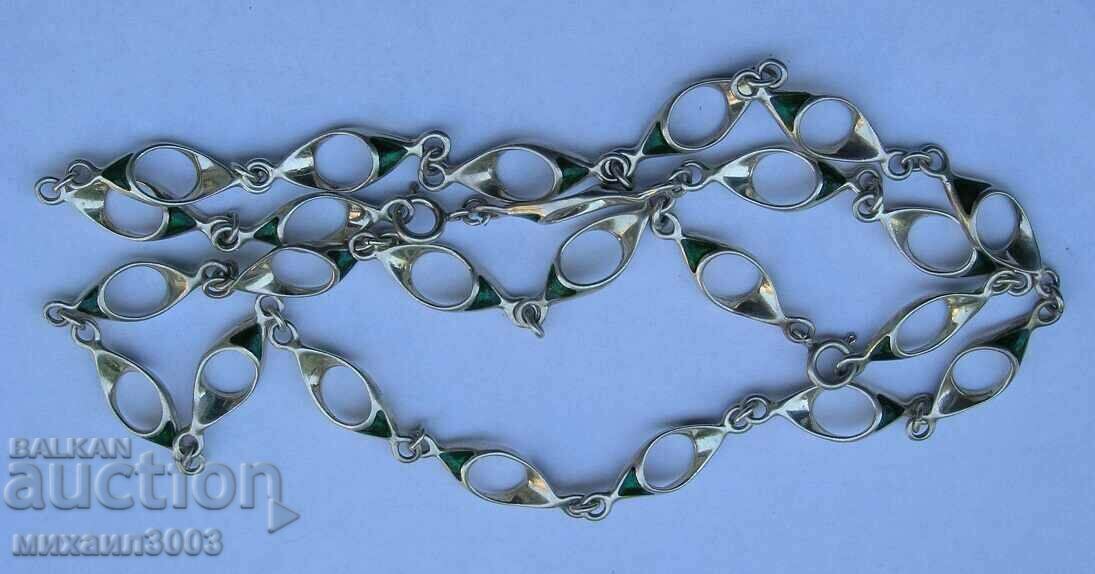 SILVER CHAIN WITH GREEN ENAMEL UNISEX with price 250.00 BGN | € 127.82 SILVER CHAIN WITH GREEN ENAMEL UNISEX with price 250.00 BGN | € 127.82