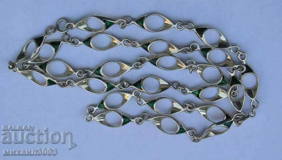Auction SILVER CHAIN WITH GREEN ENAMEL UNISEX Auction SILVER CHAIN WITH GREEN ENAMEL UNISEX