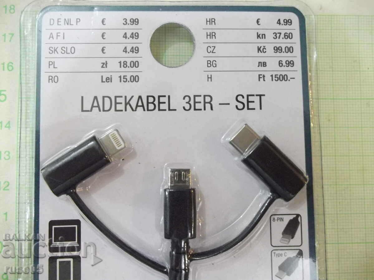 Auction Cable "Kik" 3 in 1 for charging black new Auction Cable "Kik" 3 in 1 for charging black new