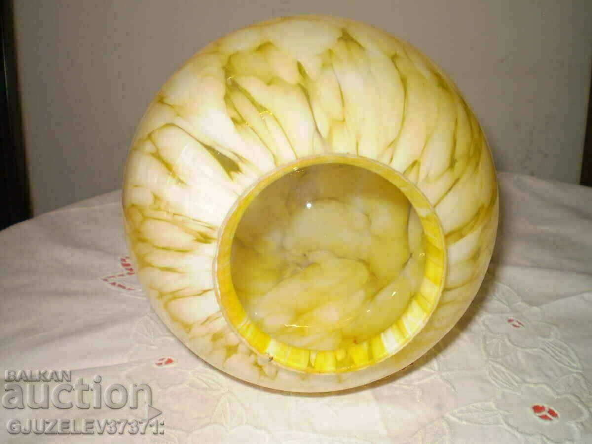 Auction Small multicolored glass lamp retro yellow glass shade Auction Small multicolored glass lamp retro yellow glass shade