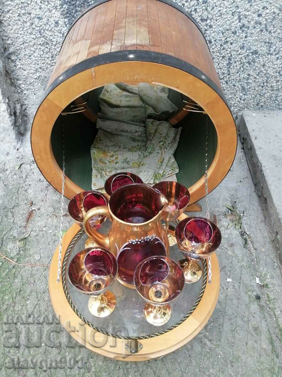 Luxury barrel with wine glasses