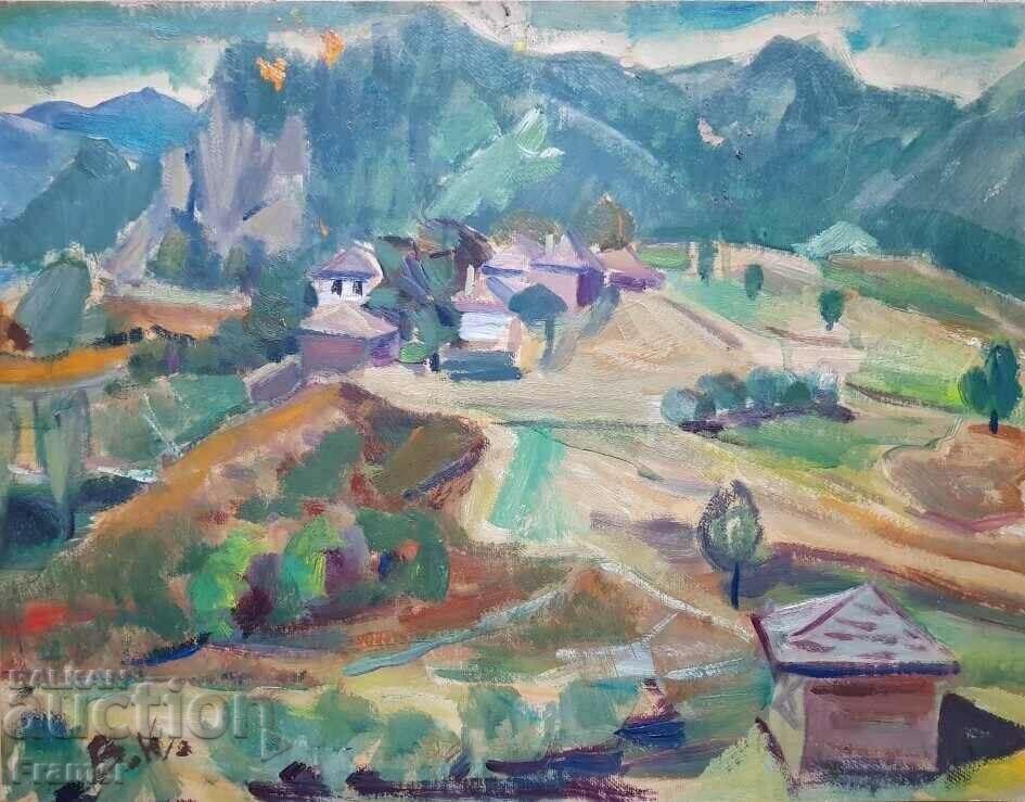 Vera Kudrinova 1904 - 1986 Rhodope houses landscape oil paints with price 680.00 BGN | € 347.68 Vera Kudrinova 1904 - 1986 Rhodope houses landscape oil paints with price 680.00 BGN | € 347.68