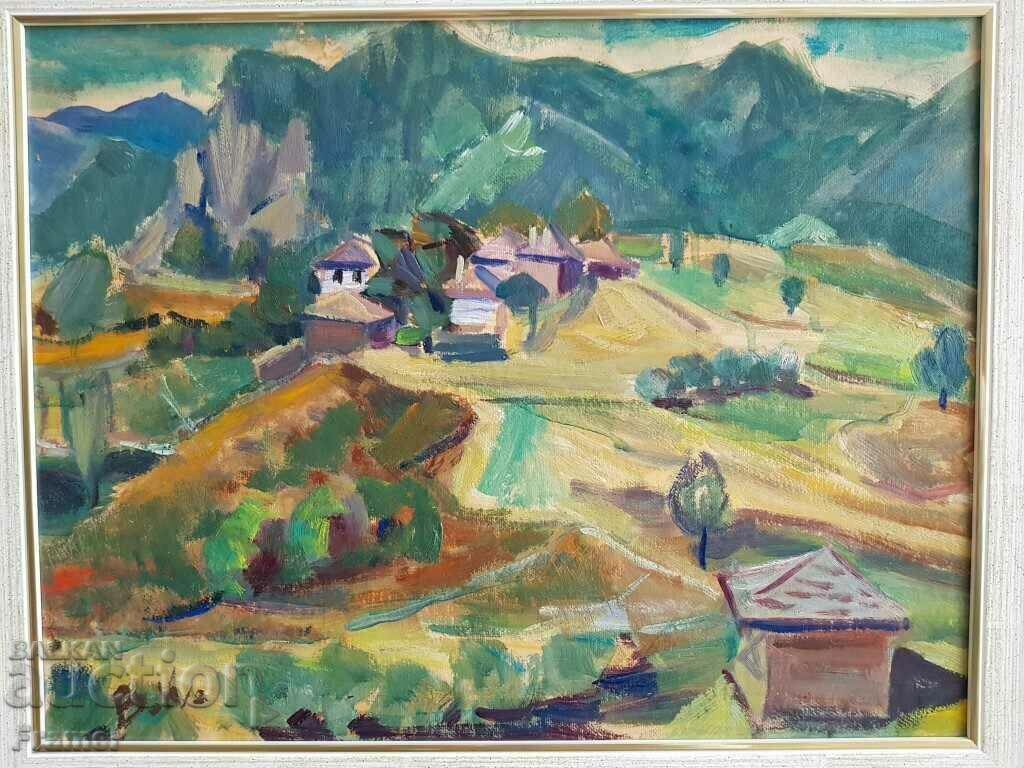 Auction Vera Kudrinova 1904 - 1986 Rhodope houses landscape oil paints Auction Vera Kudrinova 1904 - 1986 Rhodope houses landscape oil paints