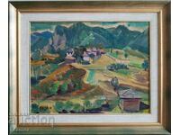Вера Къдринова 1904 - 1986 Родопски къщи пейзаж маслени бои
