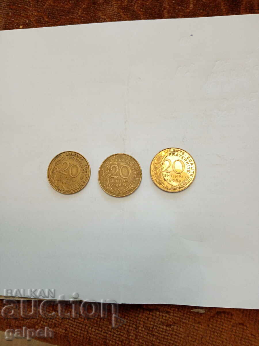 COINS - FRANCE 1964,7, 96 - 3 pcs. - BGN 0.6