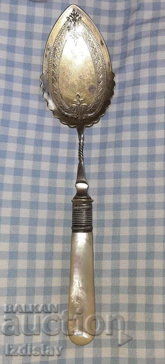 Beautiful silver plated jam spoon with mother of pearl handle Beautiful silver plated jam spoon with mother of pearl handle