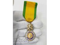 Красив сребърен френски медал 1870 г. с емайл