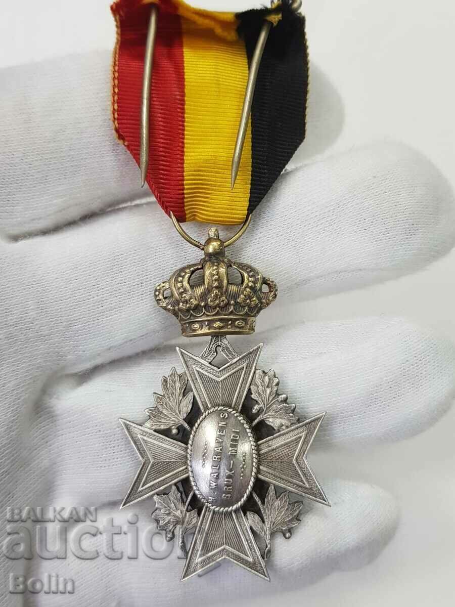 O frumoasă medalie de ordin belgian cu email clasa a IV-a - 6