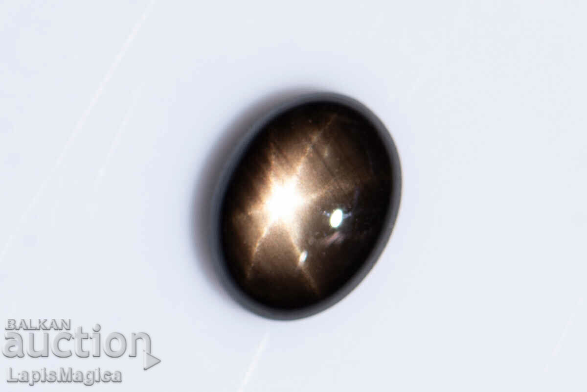 Черен звезден сапфир 1.16ct 6-лъчева звезда овален кабошон