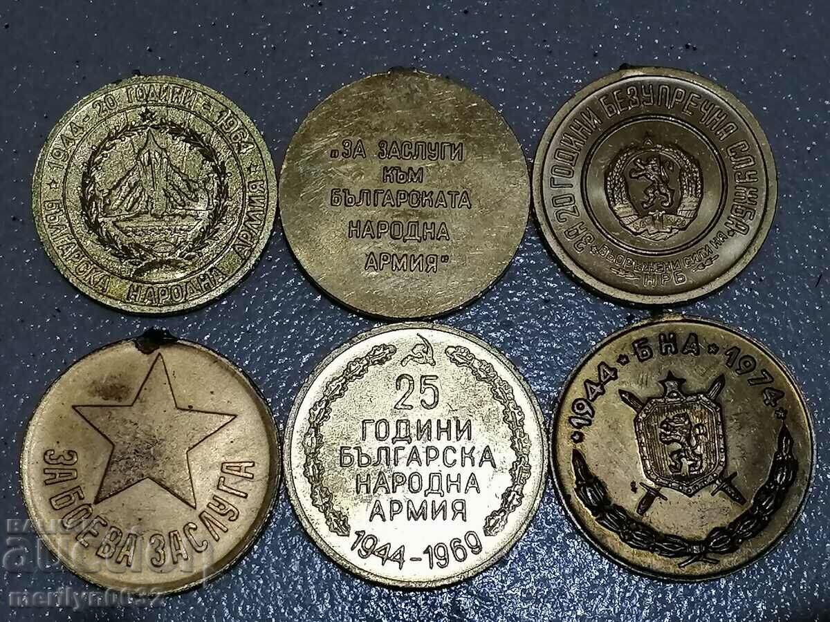 Medal 6 pieces of social army medals with price 37.00 BGN | € 18.92