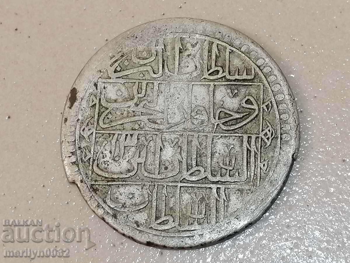 Ottoman silver coin 32g 465/1000 1203 year 2 gold YUZLUK with price 169.00 BGN | € 86.41