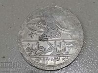 Monedă otomană de argint 31g 465/1000 1203 ani 2 aur YUZLUK