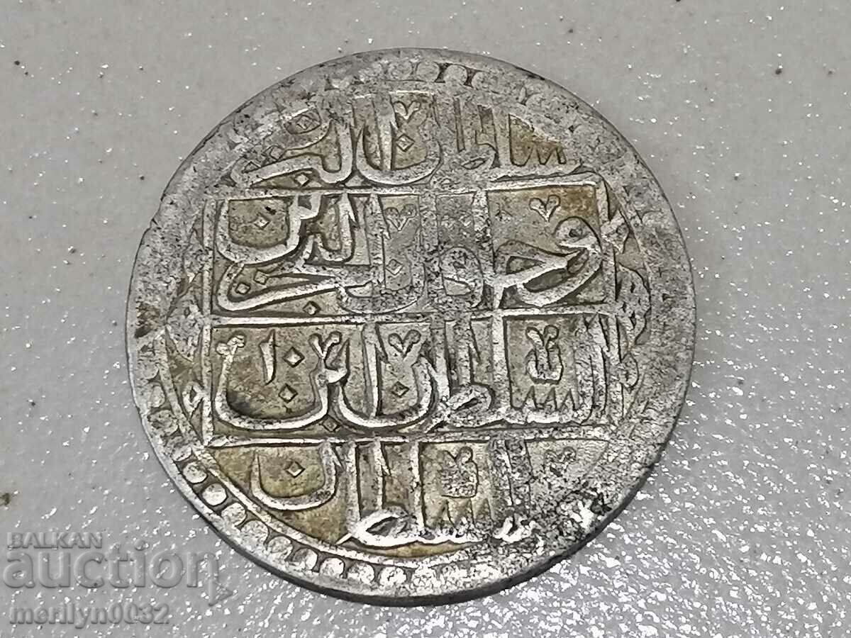 Ottoman silver coin 31g 465/1000 1203 year 2 gold YUZLUK with price 169.00 BGN | € 86.41