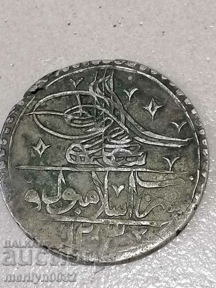 Ottoman silver coin 31g 465/1000 1203 year 2 gold YUZLUK - 5 Ottoman silver coin 31g 465/1000 1203 year 2 gold YUZLUK - 5