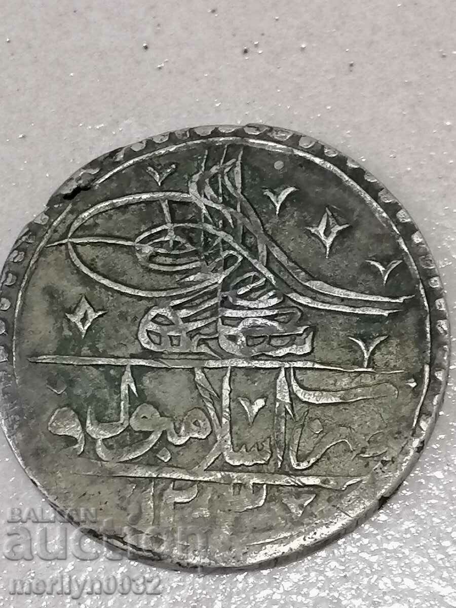 Οθωμανικό ασημένιο νόμισμα 31g 465/1000 1203 έτος 2 χρυσό YUZLUK