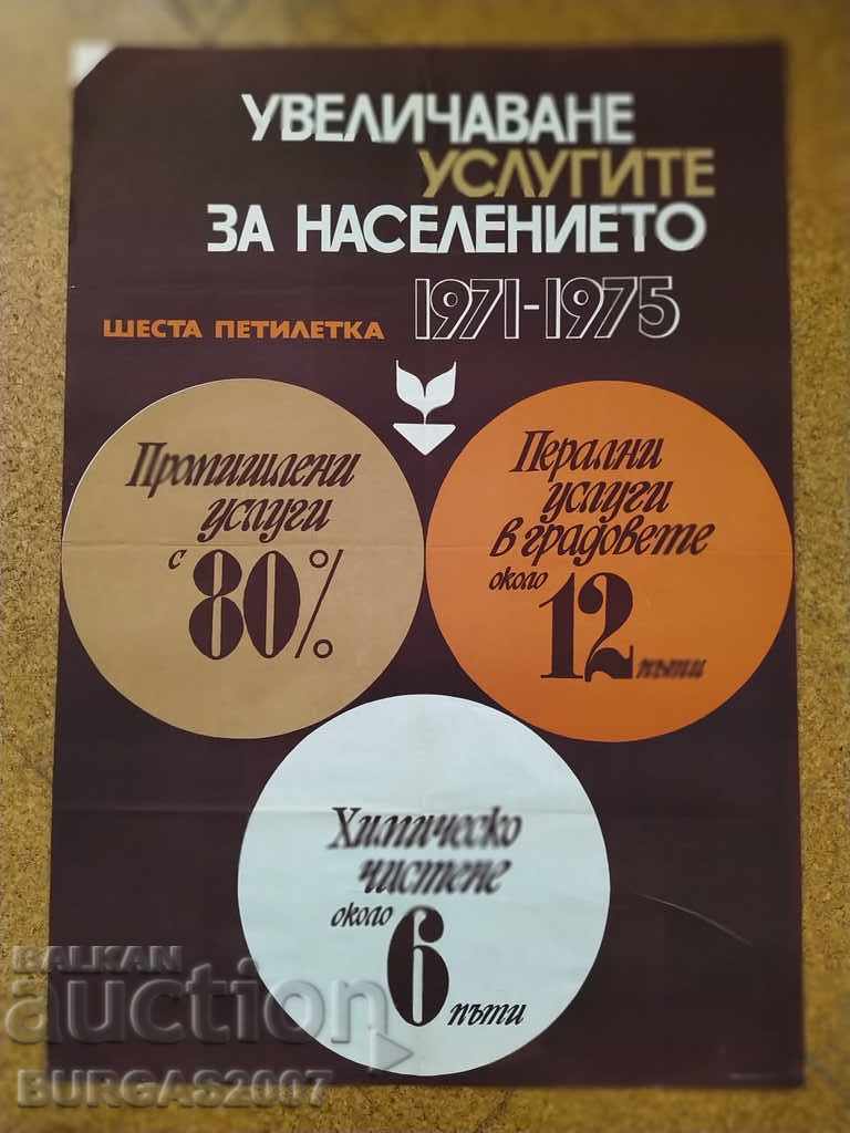 Old social poster, Sixth Five-Year Plan, 1971-1975