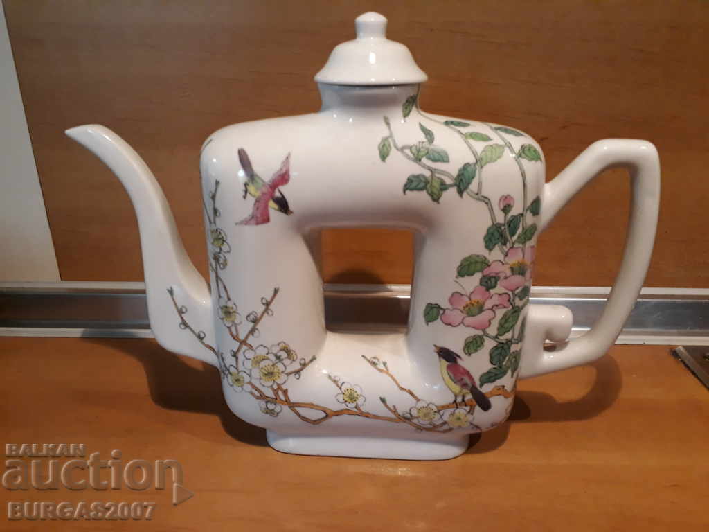 Old, square, porcelain teapot, Singapore