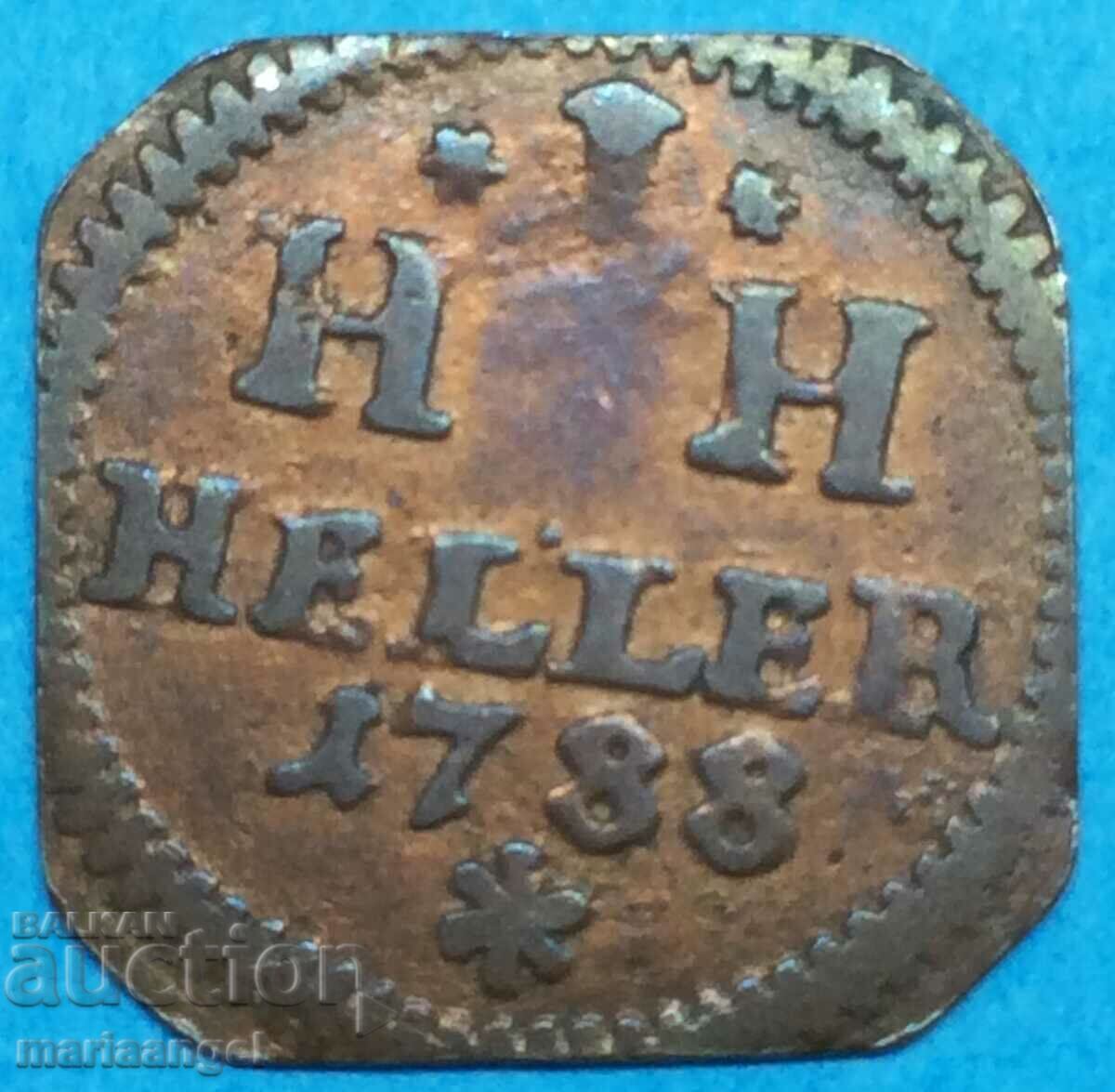 1 Хелер 1788 Германия Саксен-Хилдбургхаус  - рядка