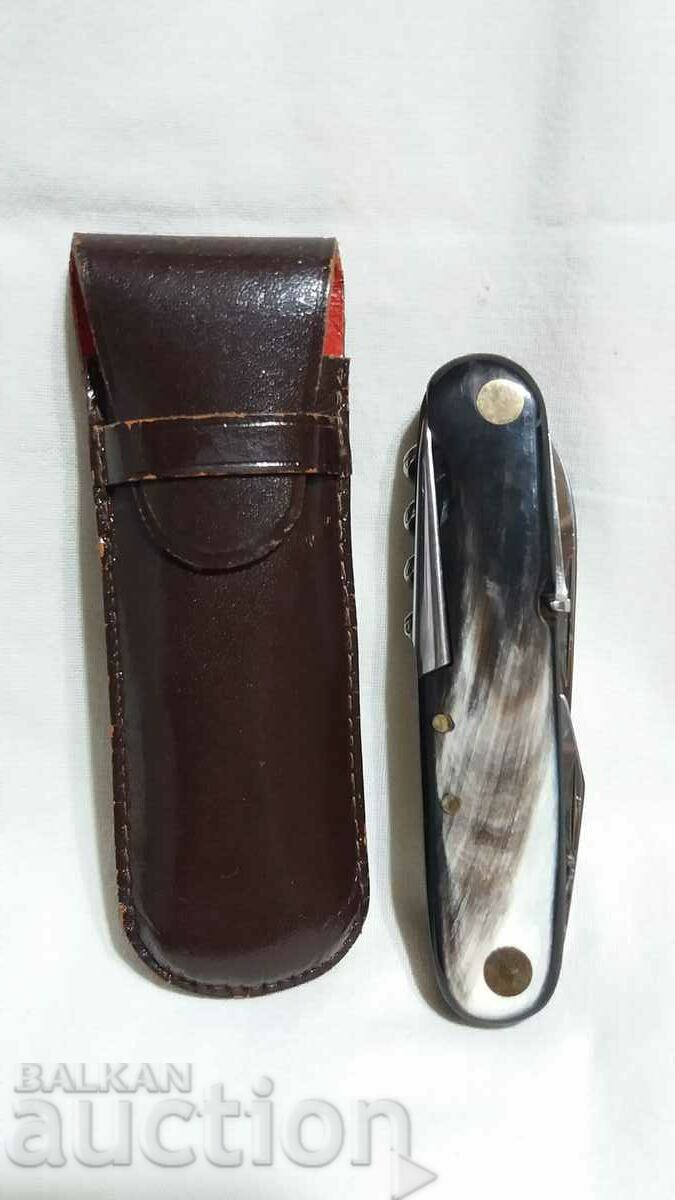 Стар джобен сгъваем нож с калъф--Max Weyde Solingen