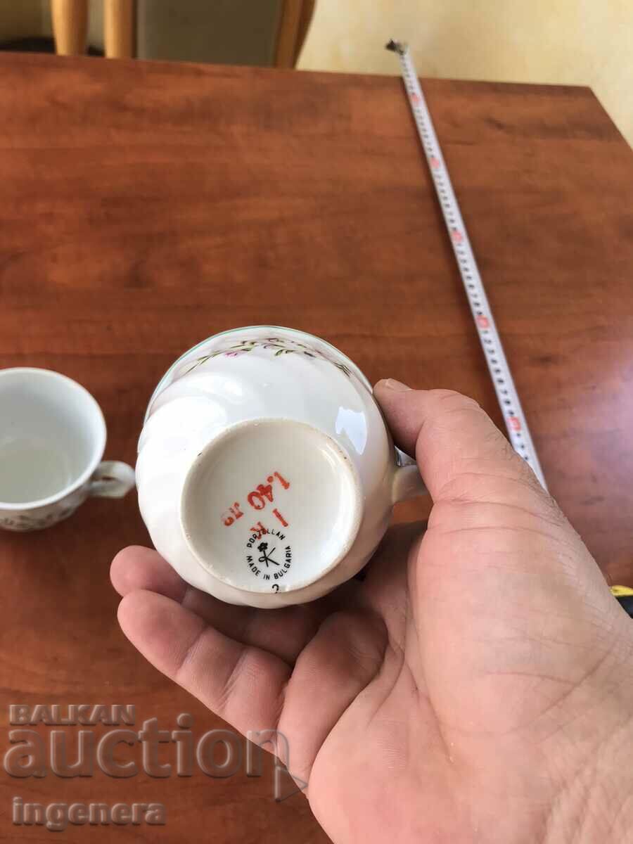 PORCELAIN COFFEE TEA GLASSES BULGARIA-2 PCS - 6 PORCELAIN COFFEE TEA GLASSES BULGARIA-2 PCS - 6
