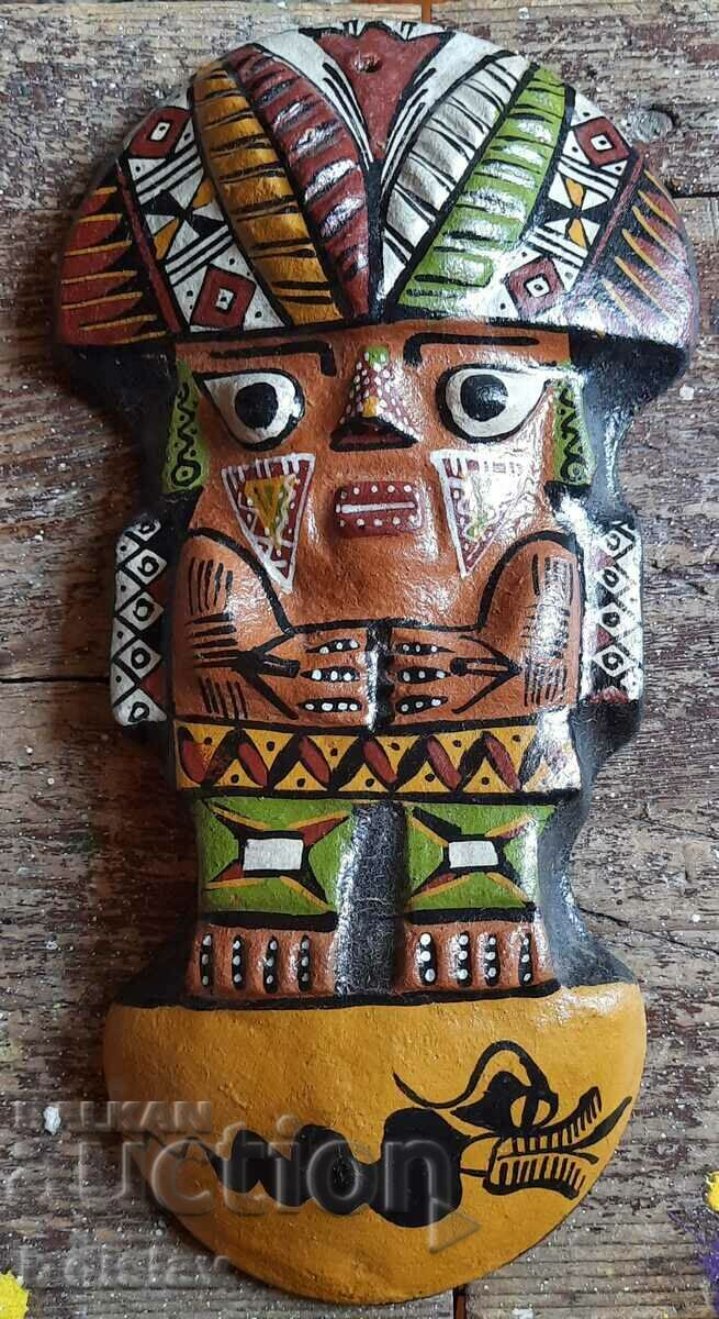 Arta de perete cu zeul războinic pictat manual peruan