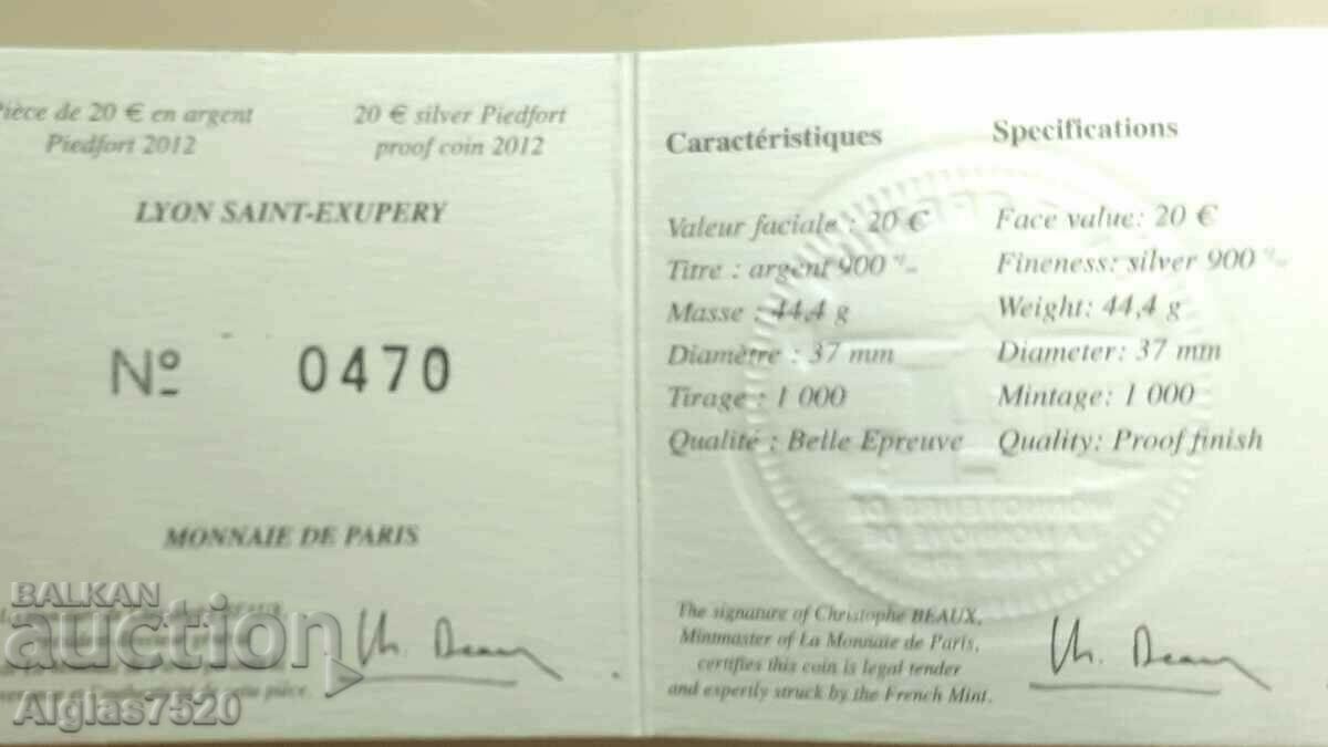 Auction 20 euros / silver 0.900/France MS 69- circulation 1000 pcs. Auction 20 euros / silver 0.900/France MS 69- circulation 1000 pcs.