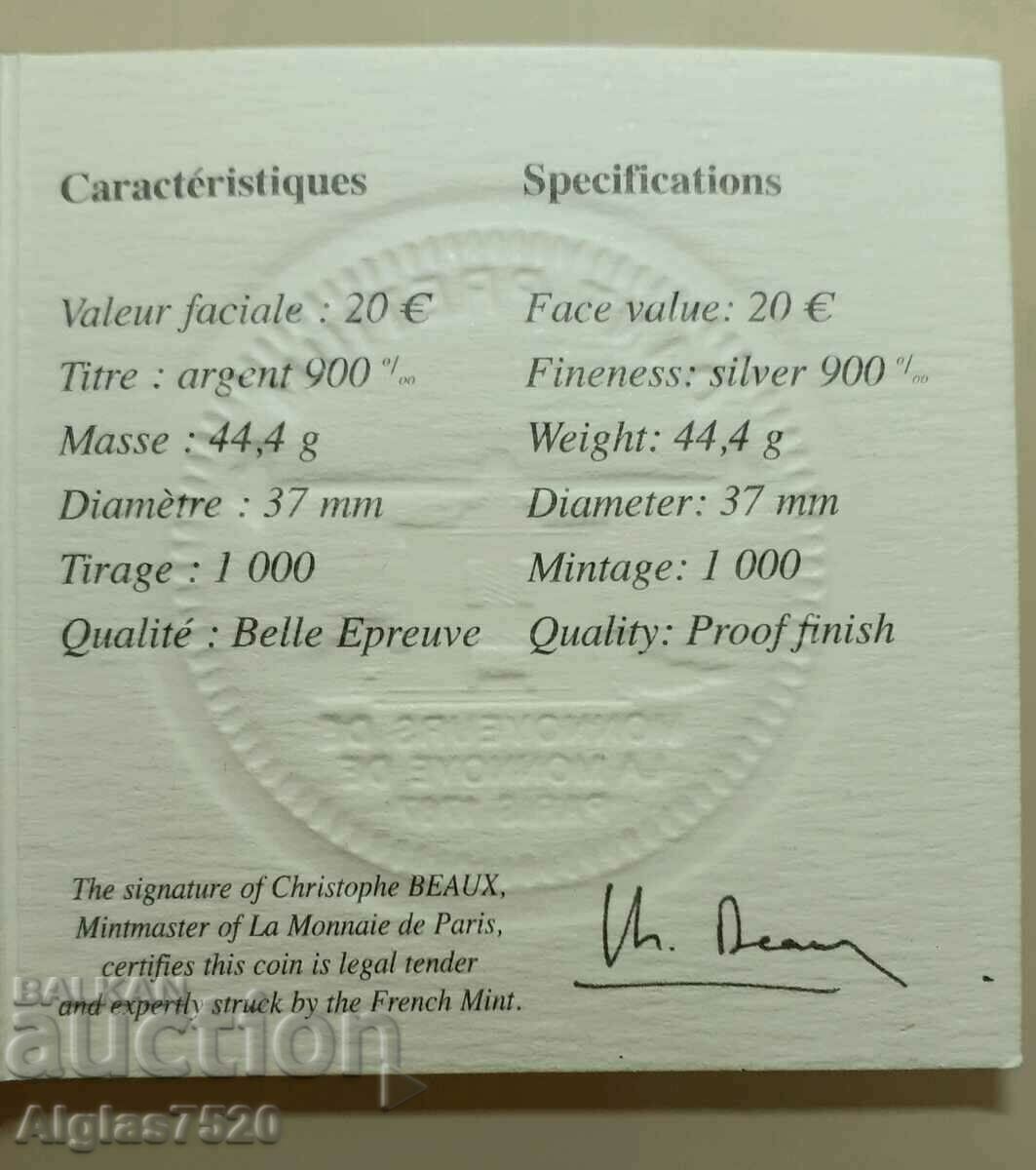 Delivery of 20 euros / silver 0.900/France MS 69- circulation 1000 pcs. Delivery of 20 euros / silver 0.900/France MS 69- circulation 1000 pcs.
