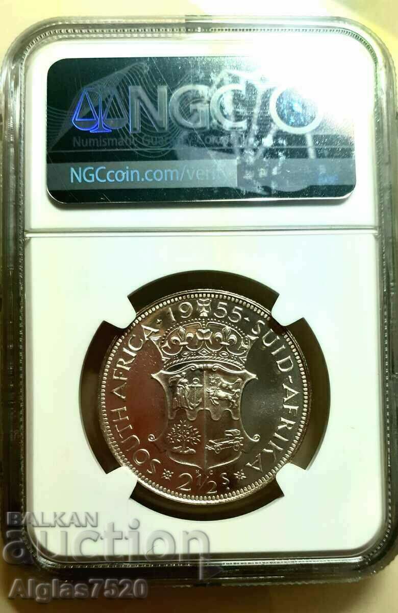 Auction 2 1/2 shillings 1955/ silver/ PF 64- South Africa Auction 2 1/2 shillings 1955/ silver/ PF 64- South Africa