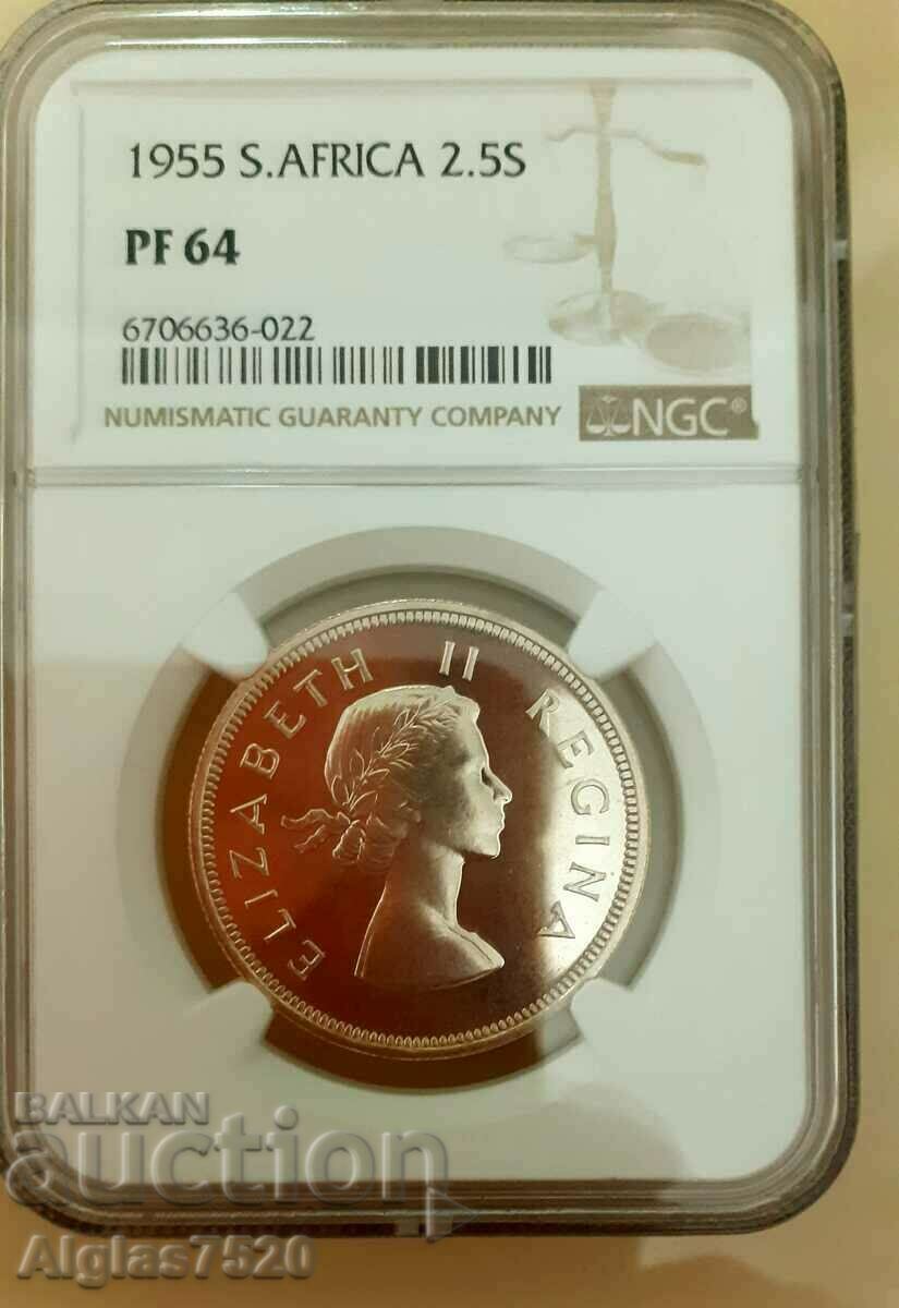 2 1/2 σελίνια 1955/ ασήμι/ PF 64- Νότια Αφρική