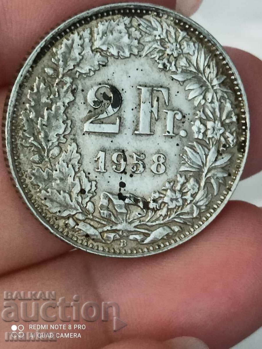 2 francs 1958 Switzerland silver