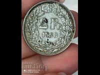 2 франка 1958 г Швейцария сребро