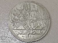 Moneda otomană de argint 465/1000 Abdul Hamid 1 1187/8