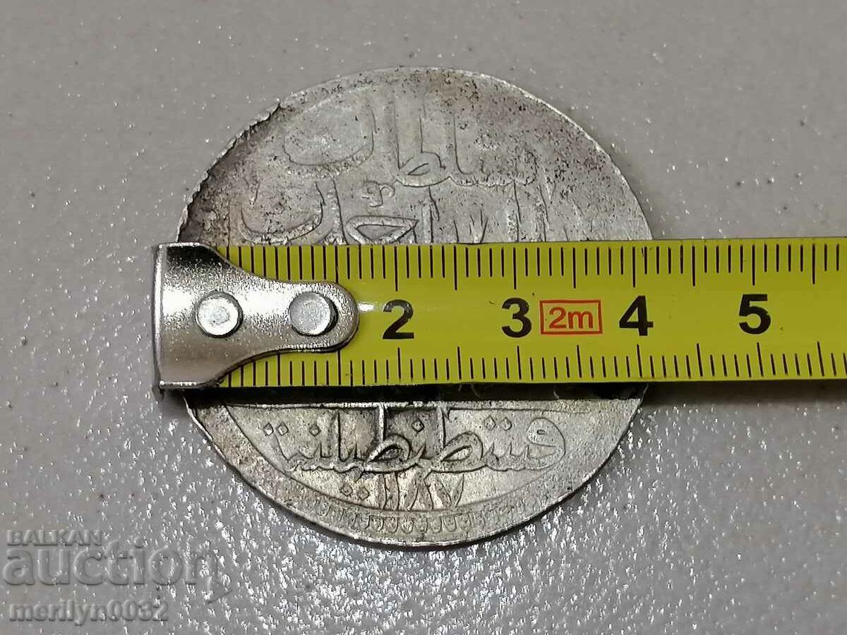 Livrarea Moneda otomană de argint 465/1000 Abdul Hamid 1 1187/8