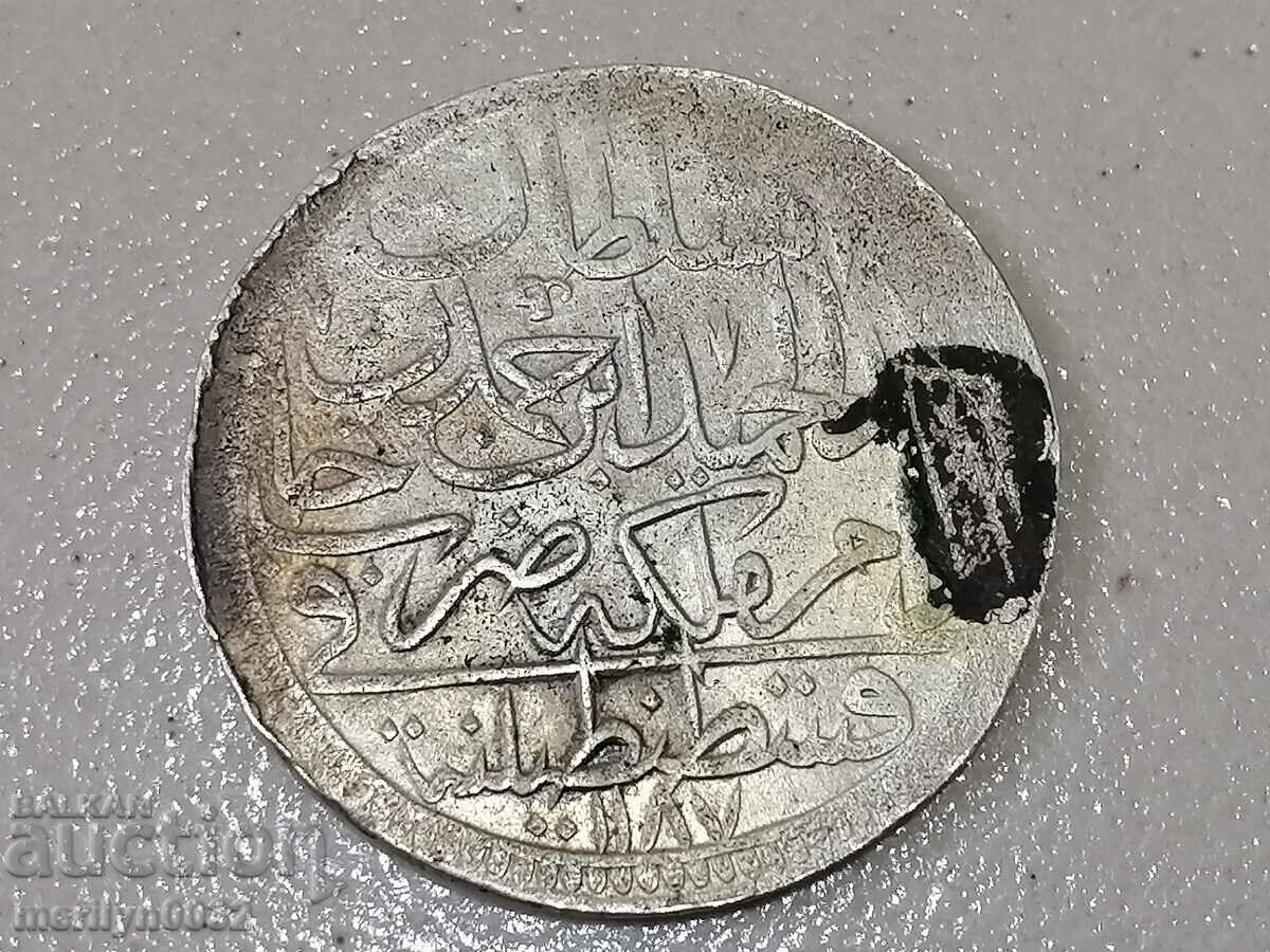 Османска монета сребро 465/1000 Абдул Хамид 1-ви 1187/8